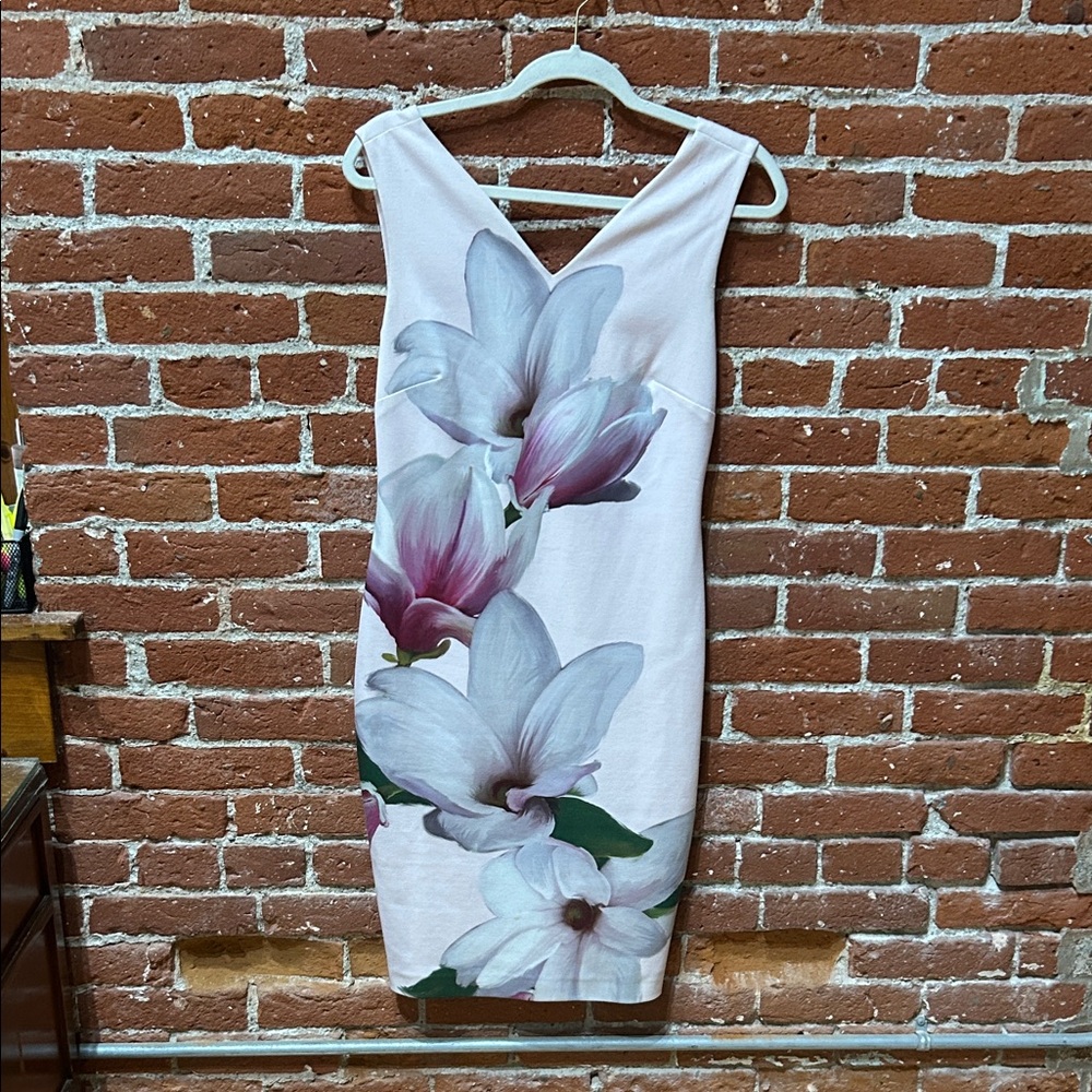 Ted Baker White and Purple Floral Midi Dress